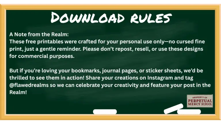 Flawed Realms Rules & Regulations statement regarding Freebies and Downloads