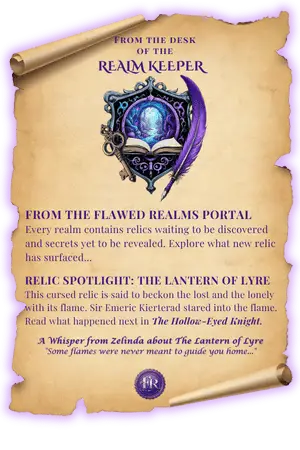 old parchment scroll with fantasy crest of the Realm Keeper of Flawed Realms fantasy/thriller bookish blog