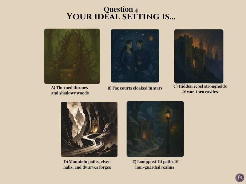 Question 4: Your Ideal Setting Is? Which Fantasy Book Realm Do You Belong In Quiz, Flawed Realms