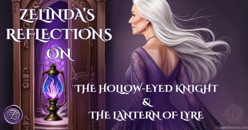 Zelinda looking at the enchanted relic the Lantern of Lyre