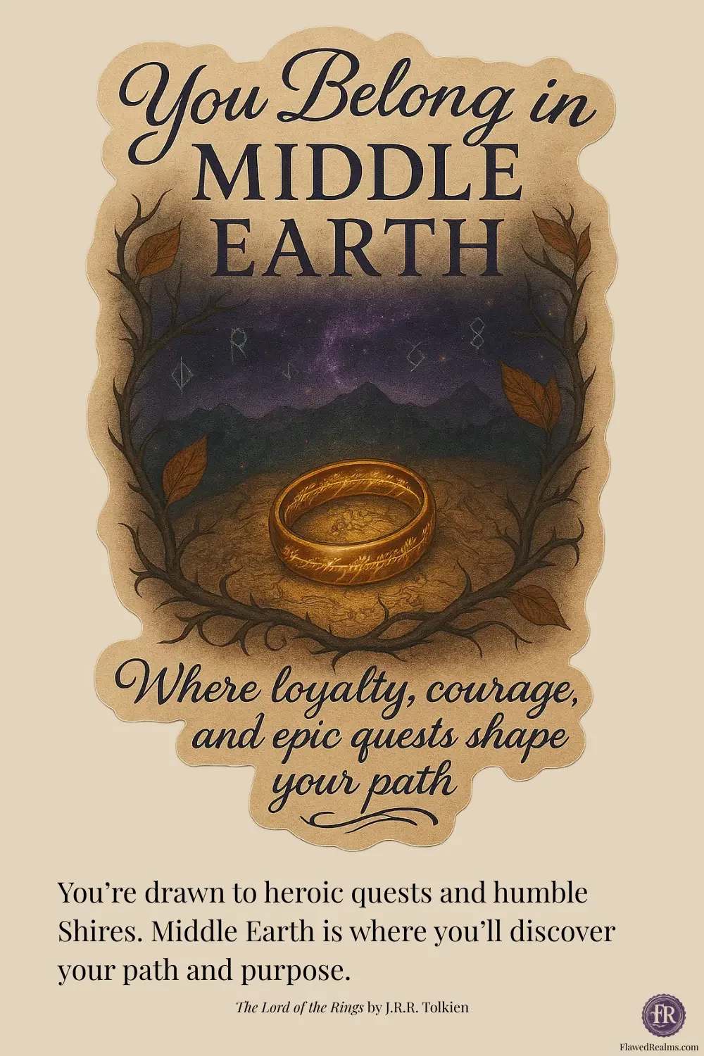 You Belong in Middle Earth Fantasy Book Realm Quiz Answer Card